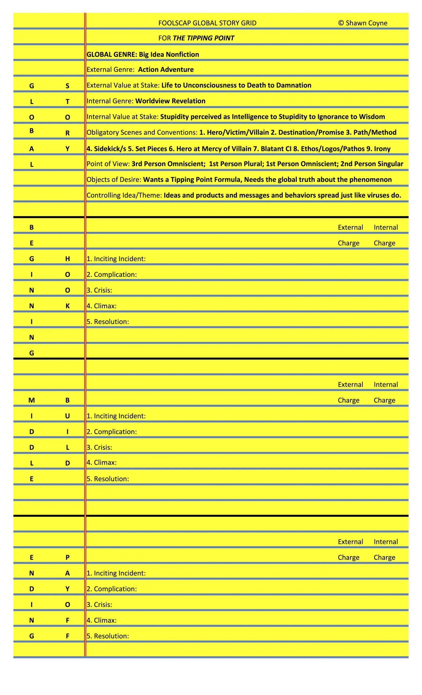 Foolscap Global Story Grid for The Tipping Point