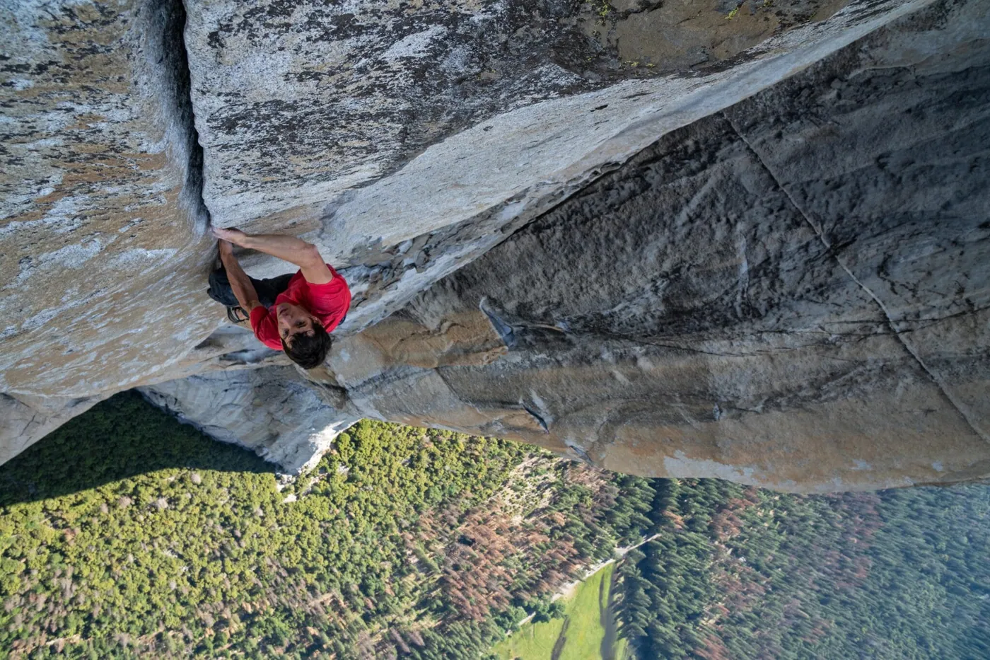 Alex Honnold making the first free solo ascent of El Capitan's Freerider route in Yosemite National Park. (National Geographic/Jimmy Chin)