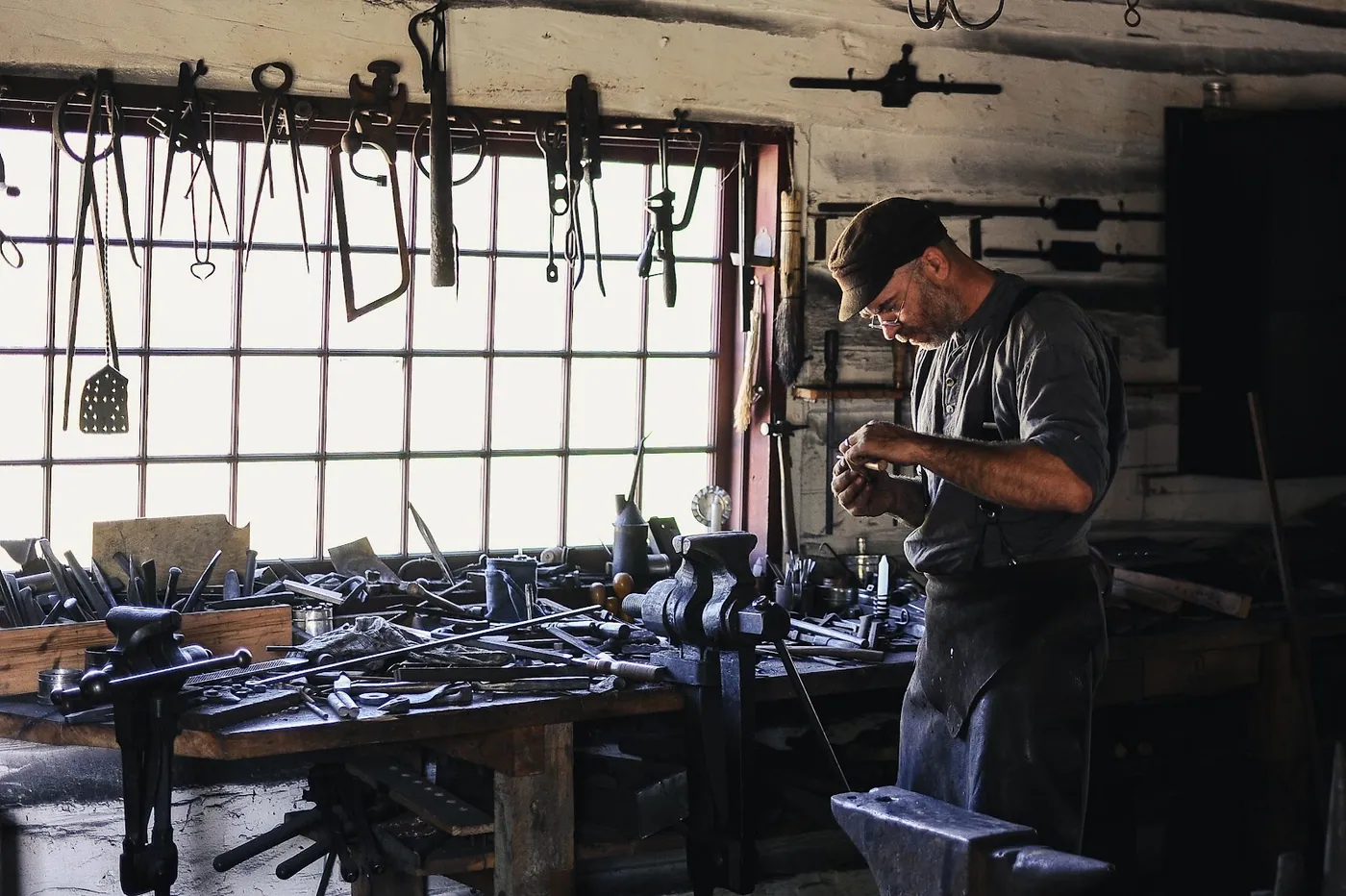 Craftsman working his craft.