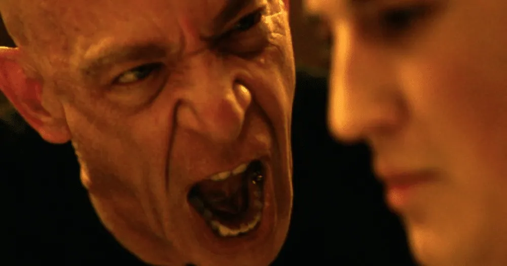 Fletcher screaming into Neiman's face during the "rushing or dragging" scene in Whiplash.